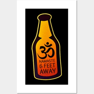 Namaste 6 Feet Away Yoga Beer Humor Posters and Art